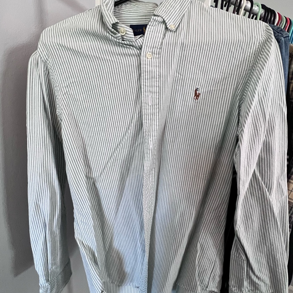 Ralph Lauren Men's Green Striped Shirt